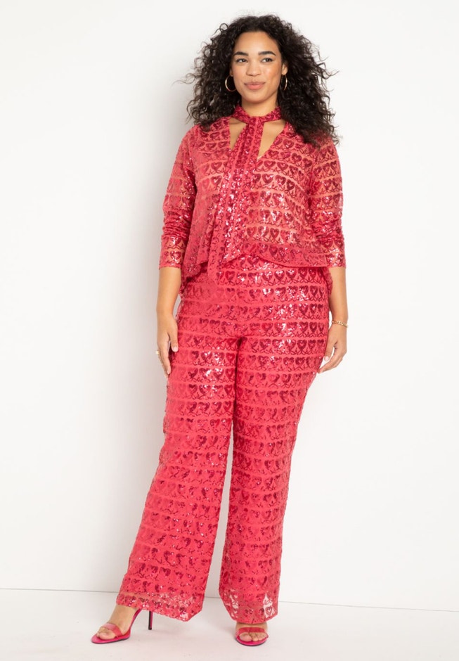 Heart Sequin Trousers image number null