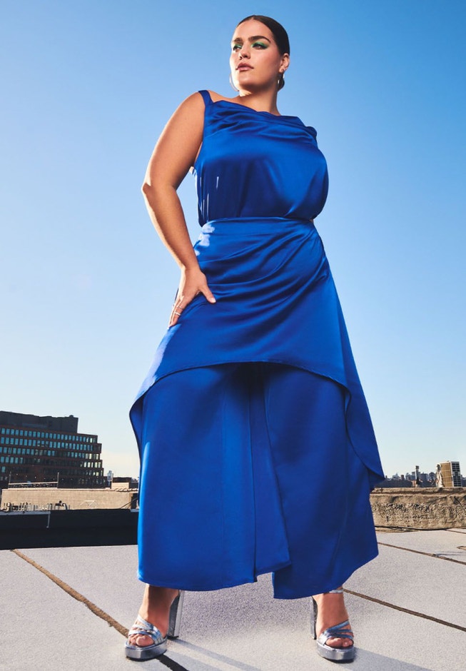 Wide Leg Pant with Attached Overskirt image number null