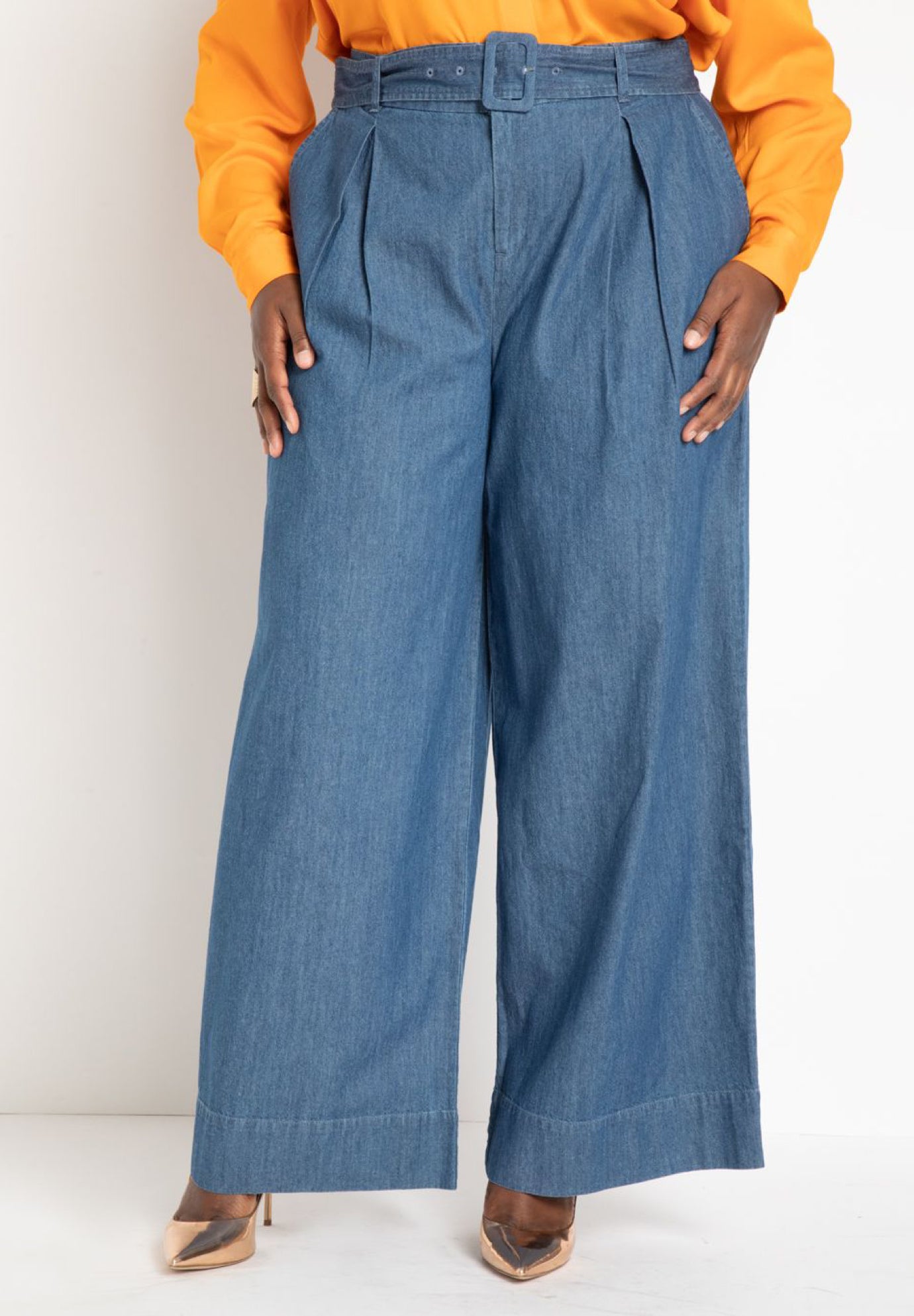 Belted Pleated Wide Leg Pant image number 1