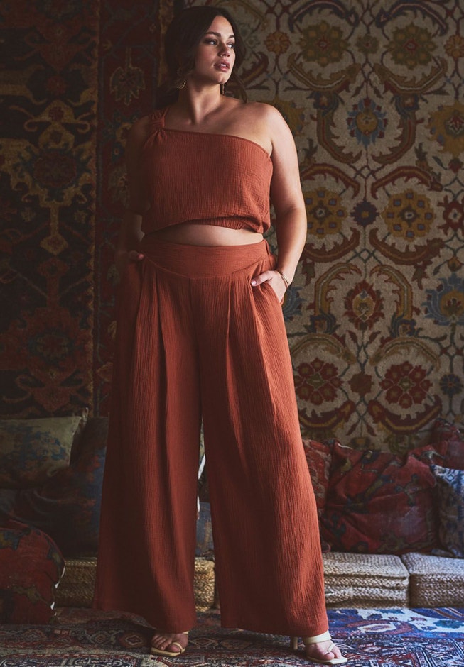 Gauze Pleated Wide Leg Pant image number 3