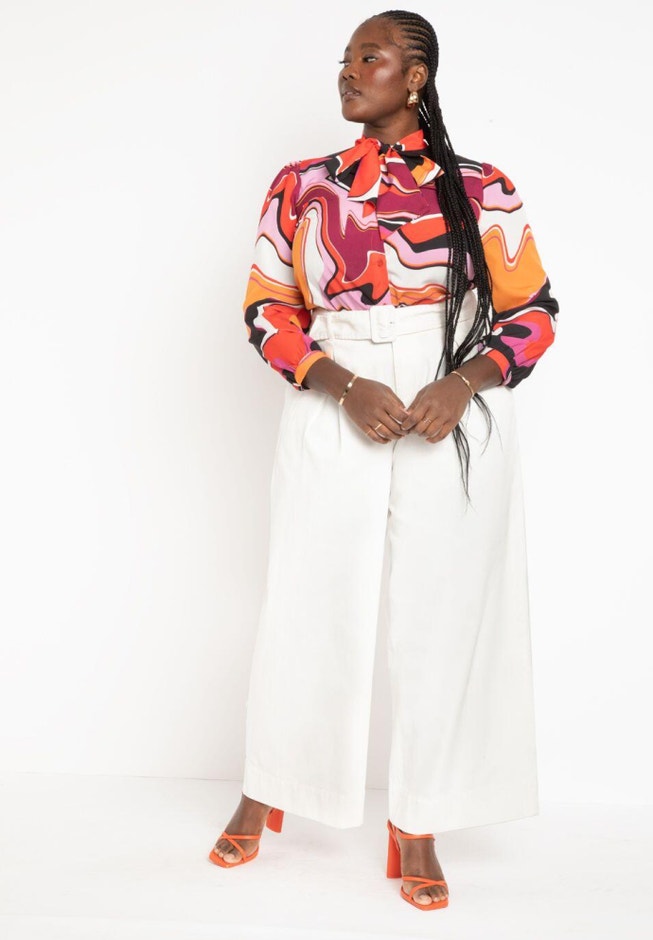 Belted Pleated Wide Leg Pant image number null