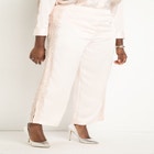 Lace Detail Satin Wide Leg Pant image number null