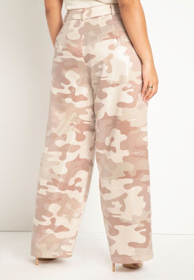 Printed Sequin Wide Leg Pant image number null