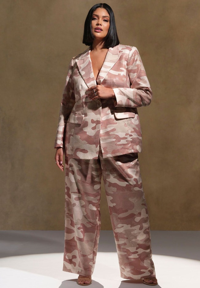 Printed Sequin Wide Leg Pant image number null