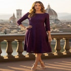Plus-Size 3/4 Sleeve Boatneck Lace Swing Dress image number null