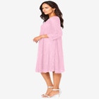 Plus-Size 3/4 Sleeve Boatneck Lace Swing Dress image number null