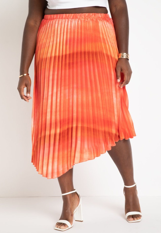 Ombre Pleated Midi Skirt image number 1