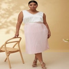 Pleated Button Detail Midi Skirt image number null