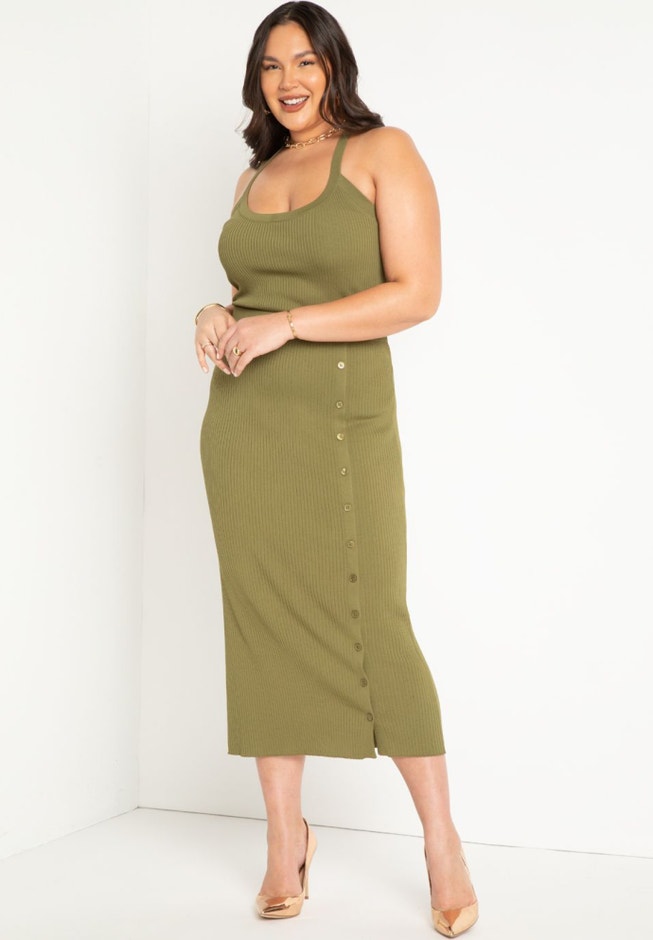 Maxi Sweater Skirt with Button Down Placket image number 0