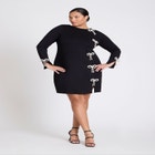 ELOQUII x kate spade new york Knit Crystal Bow Mini Dress image number null