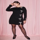 ELOQUII x kate spade new york Knit Crystal Bow Mini Dress image number null