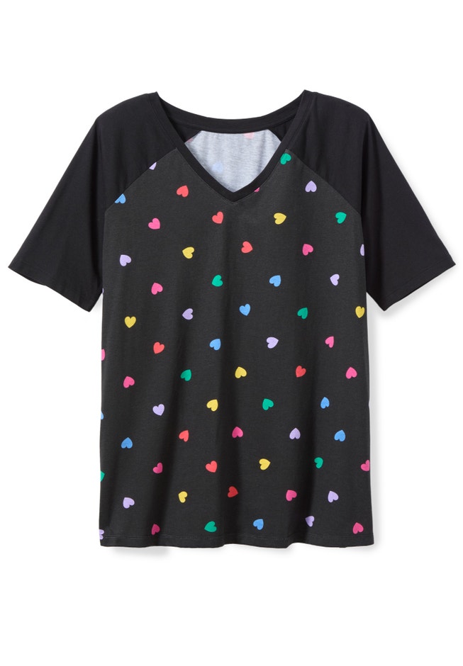 Elbow Sleeve V-Neck Baseball Tee image number 1