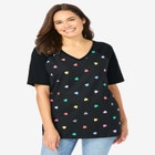 Elbow Sleeve V-Neck Baseball Tee image number null