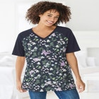 Elbow Sleeve V-Neck Baseball Tee image number null