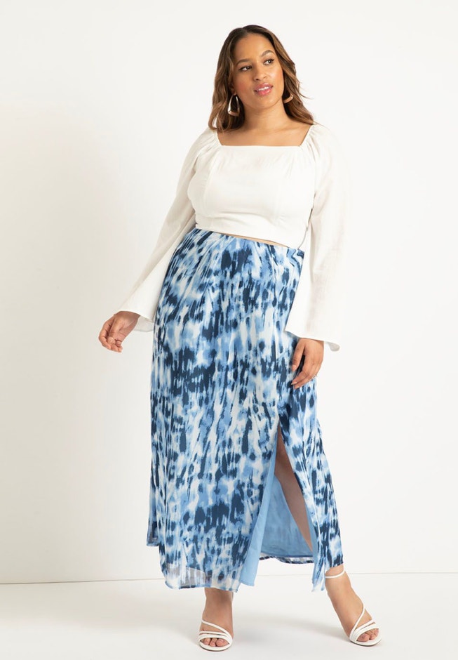 Faux Wrap Maxi Skirt with Tall Slit, 4476092 ELOQUII
