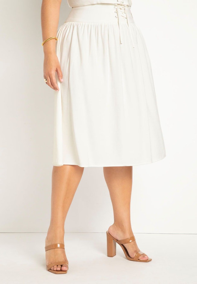 Lace Up Waist Midi Skirt image number null