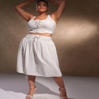 Lace Up Waist Midi Skirt image number null