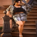 Plaid Sequin Mini Skirt image number null