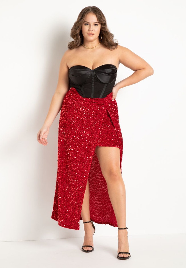 Twist Detail Sequin Maxi Skirt image number null