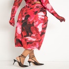 Printed Pleat Detail Midi Skirt image number null