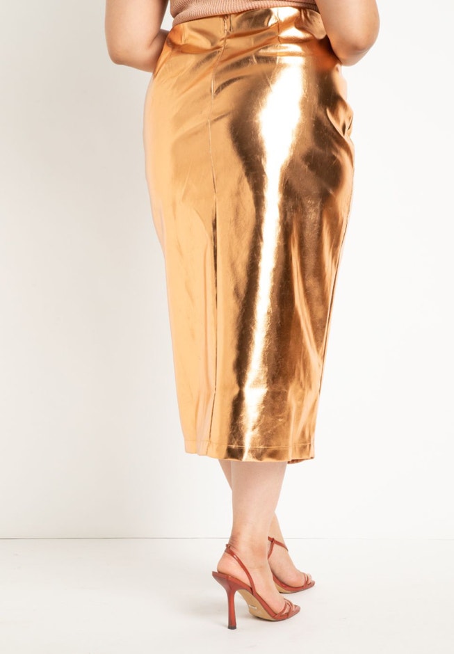 Metallic Column Midi Skirt image number null