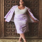 Printed Linen Midi Skirt With Slit image number null