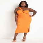 Twist Knit Midi Skirt with Slits image number null