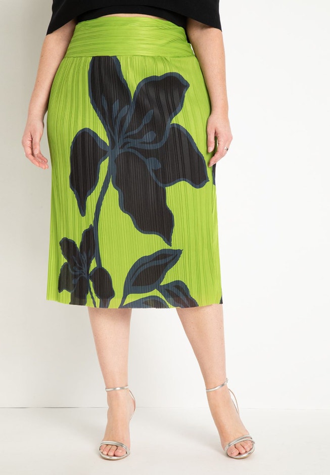 High Waisted Knit Midi Skirt image number null