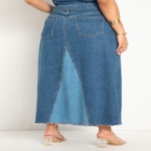 Colorblocked Denim Maxi Skirt image number null