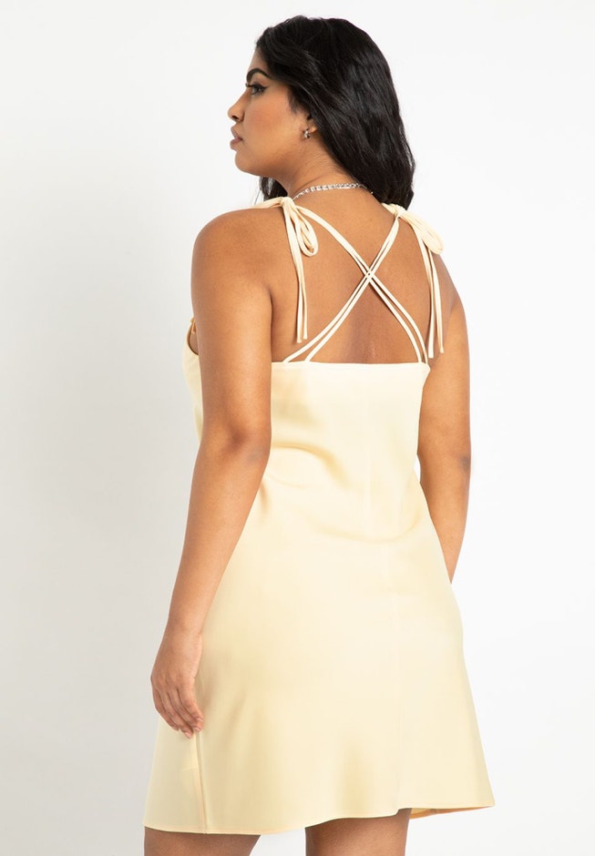 Satin Mini Cowl Neck Slip Dress image number 3