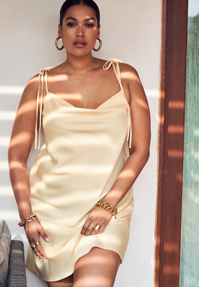 Satin Mini Cowl Neck Slip Dress image number 0