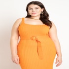 Knitted Rib Maxi Dress With Belt image number null