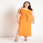 Knitted Rib Maxi Dress With Belt image number null