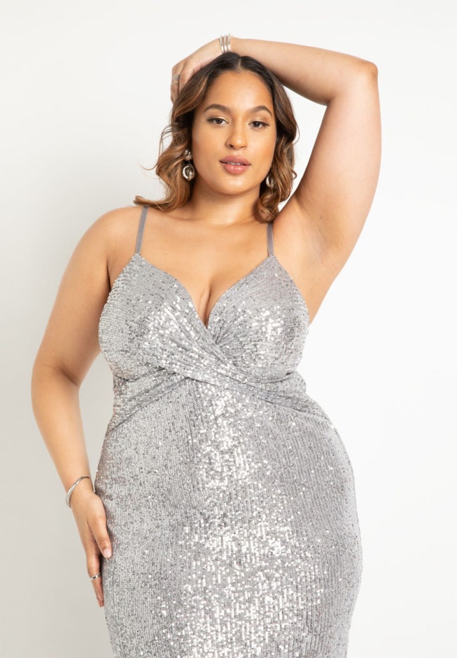 Sequin Dress with Crossover Detail image number 1