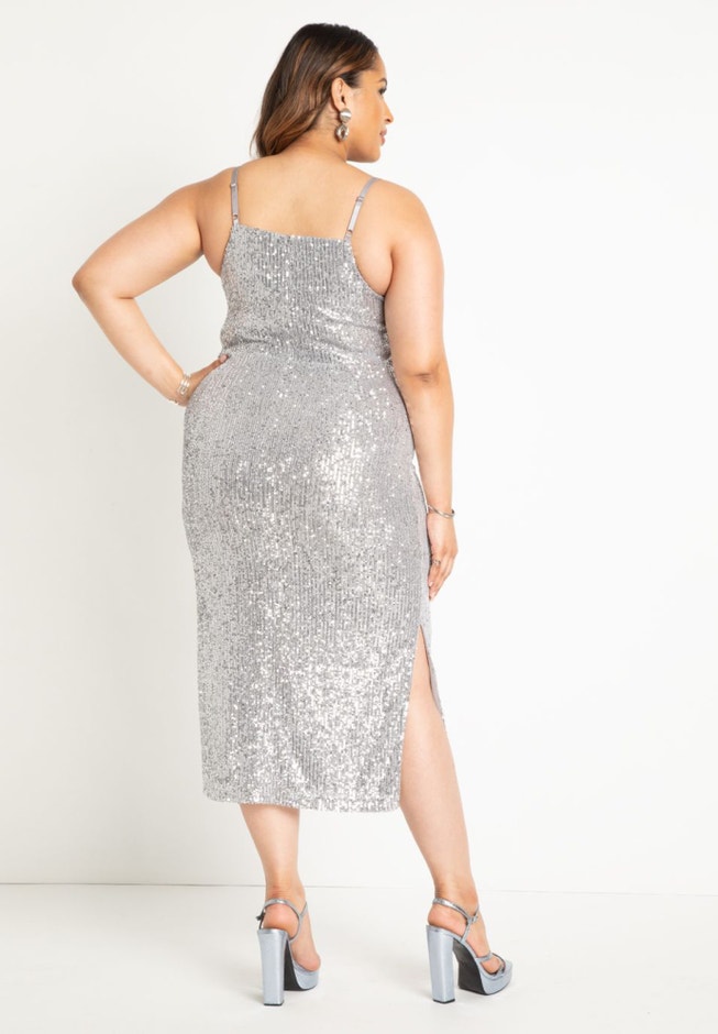 Sequin Dress with Crossover Detail image number 2