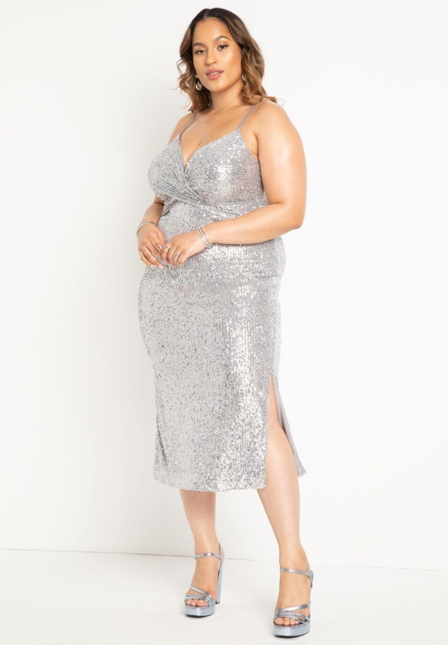 Sequin Dress with Crossover Detail image number 0