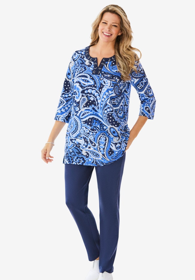 7-Day Three-Quarter Sleeve Grommet Notch Tunic image number 7