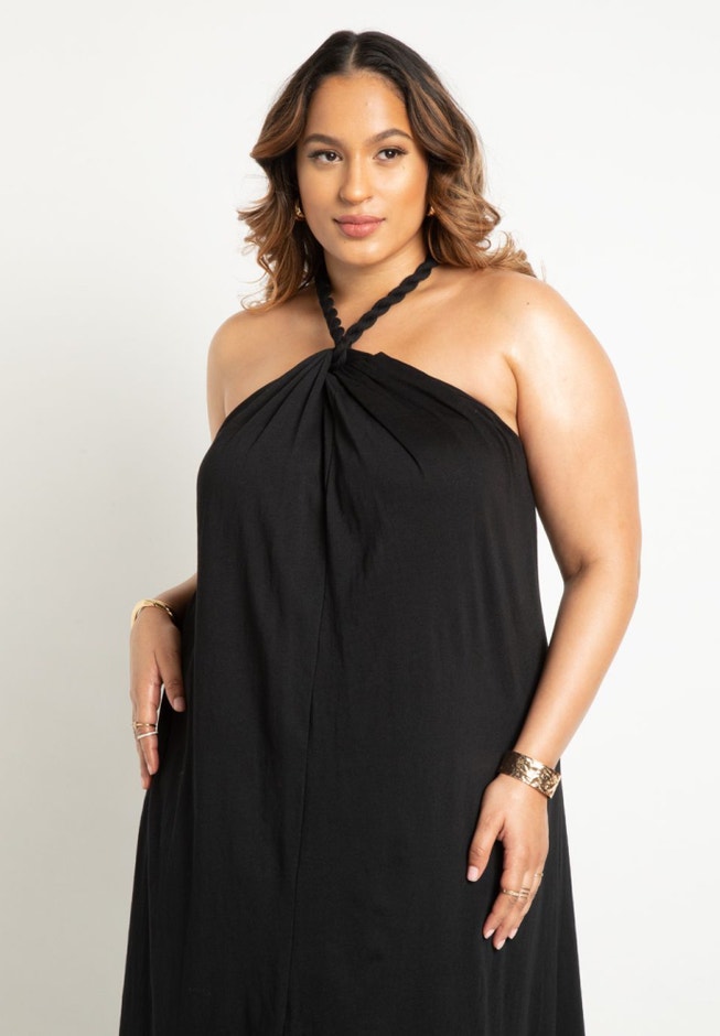 Halter Dress with Braided Detail image number null