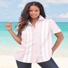 Plus Size Kate Short Sleeve Easy Cotton-Blend Button-Front Shirt image number null