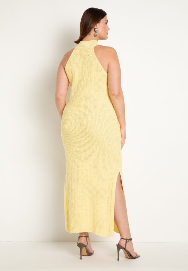 Basket Weave Halter Neck Sweater Dress image number 2