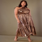 Metallic Dress With Halter Neckline image number null