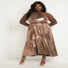 Metallic Dress With Halter Neckline image number null