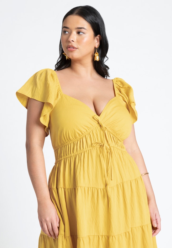 Eloquii Women's Plus Size Ruffled Tiered Maxi Dress - Calendula - 26 Eloquii Women's Plus Size Ruffled Tiered Maxi Dress - Calendula - 26