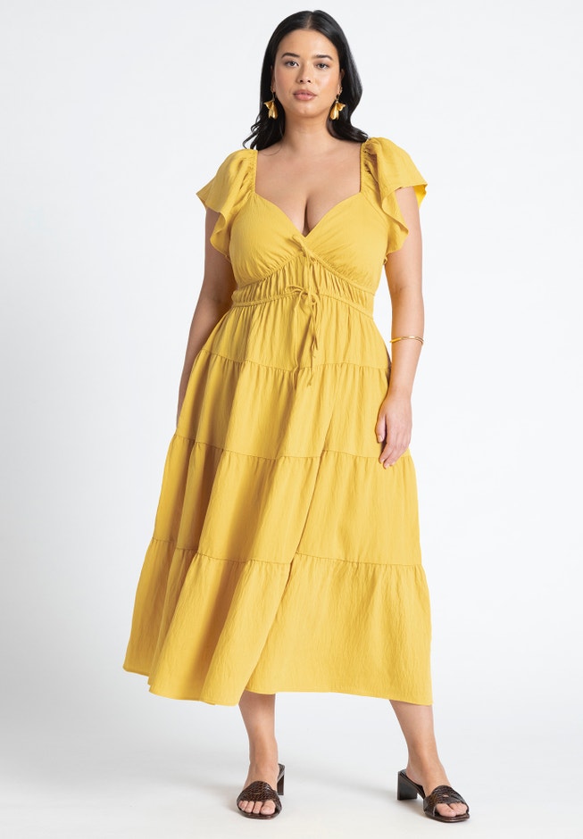 Eloquii Women's Plus Size Ruffled Tiered Maxi Dress - Calendula - 26 Eloquii Women's Plus Size Ruffled Tiered Maxi Dress - Calendula - 26