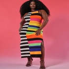 Mixed Stripe Ribbed Dress image number null