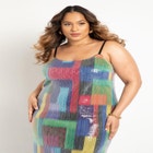 Printed Sequin Slip Dress image number null