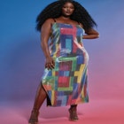 Printed Sequin Slip Dress image number null