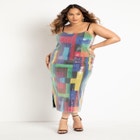 Printed Sequin Slip Dress image number null