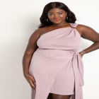 One Shoulder Wrap Skirt Dress image number null