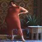 Netting Dress With Fringe Hem image number null